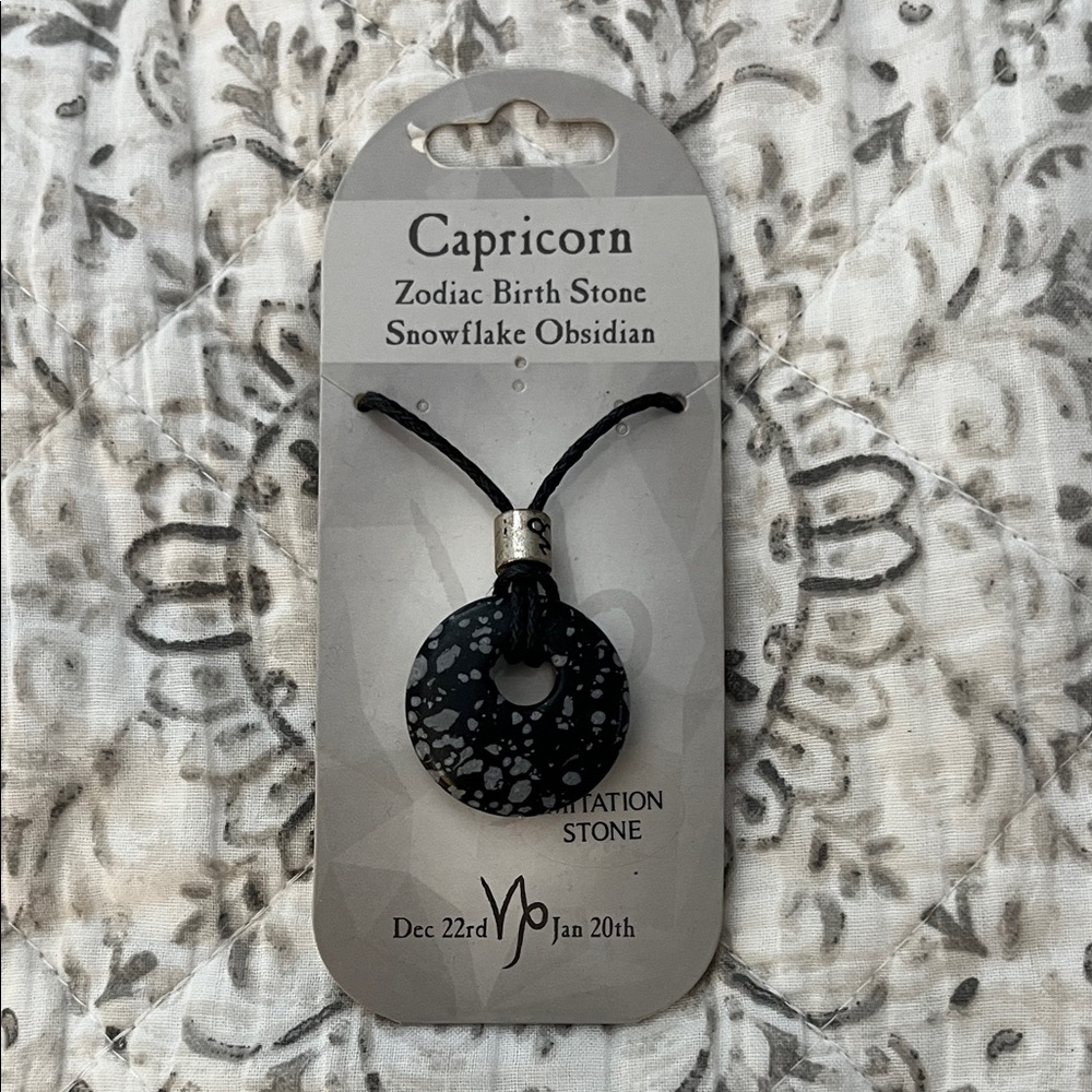 Capricorn Snowflake Obsidian Necklace